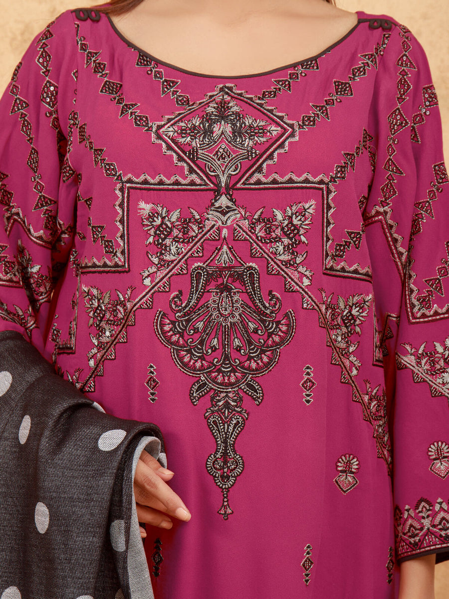 edenrobe Womens Unstitched Orhni Marina EWU21V8-21808 - Magenta - 3 Piece - FaisalFabrics.pk