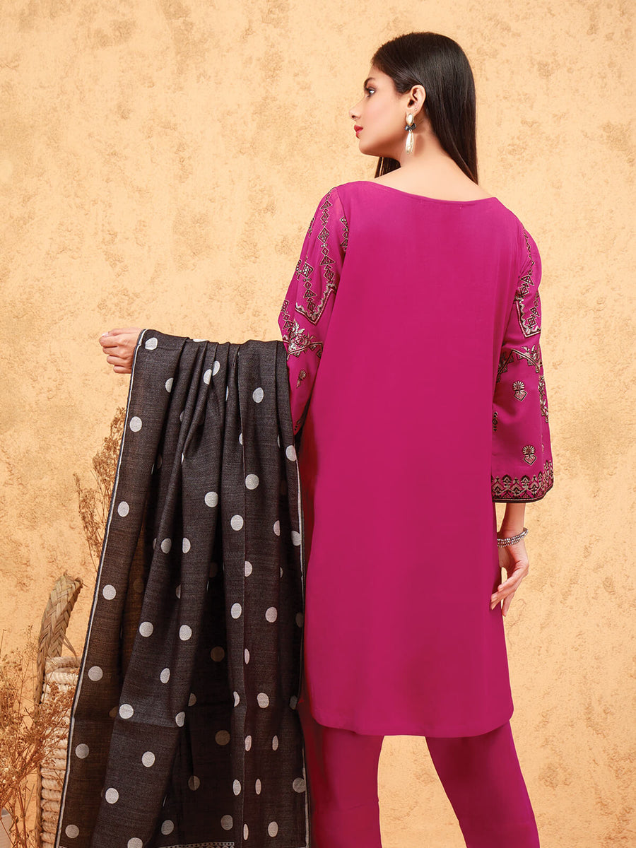 edenrobe Womens Unstitched Orhni Marina EWU21V8-21808 - Magenta - 3 Piece - FaisalFabrics.pk