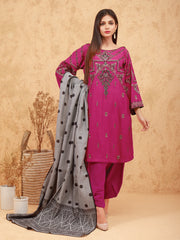 edenrobe Womens Unstitched Orhni Marina EWU21V8-21808 - Magenta - 3 Piece - FaisalFabrics.pk