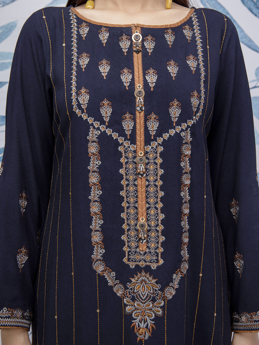 edenrobe Womens Unstitched Orhni Marina EWU21V8-21809 - Navy Blue - 3 Piece - FaisalFabrics.pk