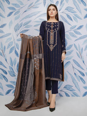 edenrobe Womens Unstitched Orhni Marina EWU21V8-21809 - Navy Blue - 3 Piece - FaisalFabrics.pk