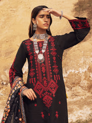 edenrobe Womens Unstitched Orhni Cotail EWU21V8-21812 - Black - 3 Piece - FaisalFabrics.pk