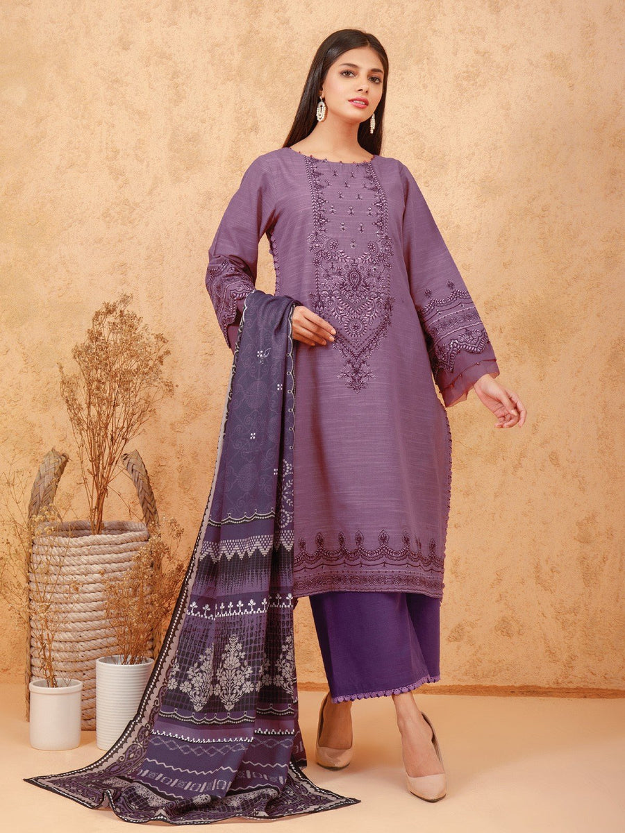 edenrobe Talaash Embroidered Cotail 3Pc Suit EWU21V8-21815
