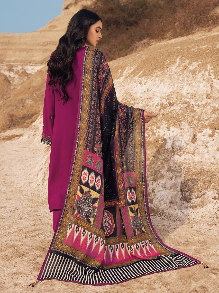 edenrobe Womens Unstitched Orhni Cotail EWU21V8-21817 - Magenta - 3 Piece - FaisalFabrics.pk