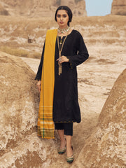 edenrobe Womens Unstitched Orhni Crepe EWU21V8-21821 - Black - 3 Piece - FaisalFabrics.pk