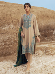 edenrobe Womens Unstitched Orhni Crepe EWU21V8-21822 - Fawn - 3 Piece - FaisalFabrics.pk