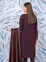 edenrobe Womens Unstitched Orhni Cotail EWU21V8-21823 - Burgundy - 3 Piece - FaisalFabrics.pk