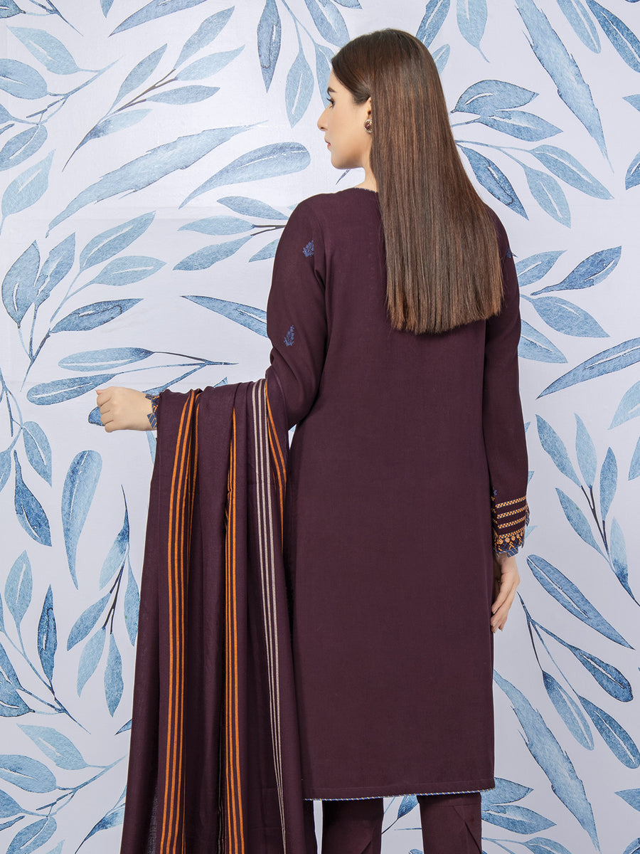 edenrobe Womens Unstitched Orhni Cotail EWU21V8-21823 - Burgundy - 3 Piece - FaisalFabrics.pk