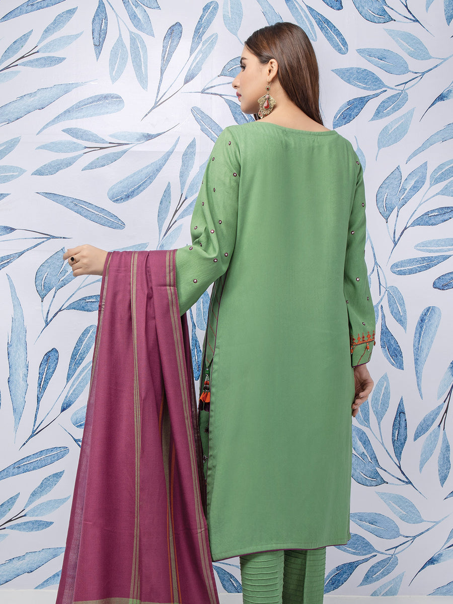 edenrobe Womens Unstitched Orhni Crepe EWU21V8-21824 - Green - 3 Piece - FaisalFabrics.pk
