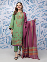 edenrobe Womens Unstitched Orhni Crepe EWU21V8-21824 - Green - 3 Piece - FaisalFabrics.pk