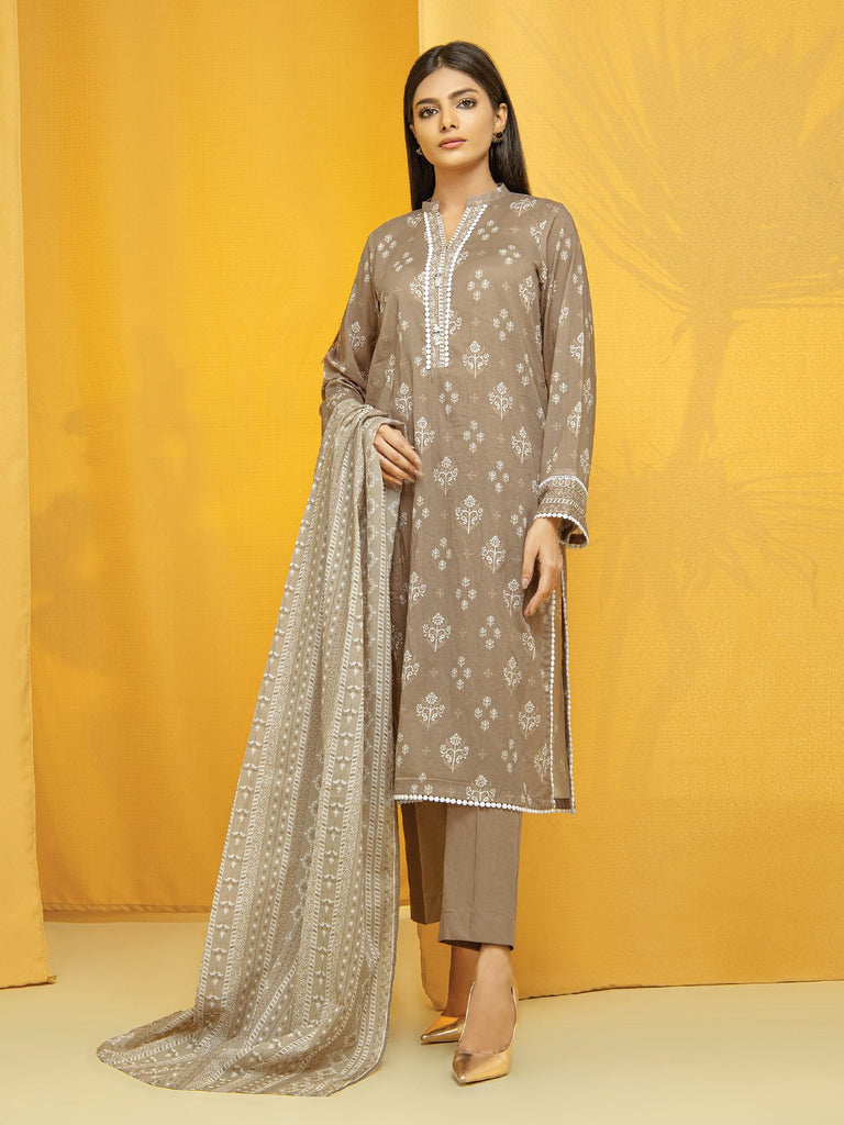 edenrobe Allure Lawn EWU22A123015 Fawn 3 Piece