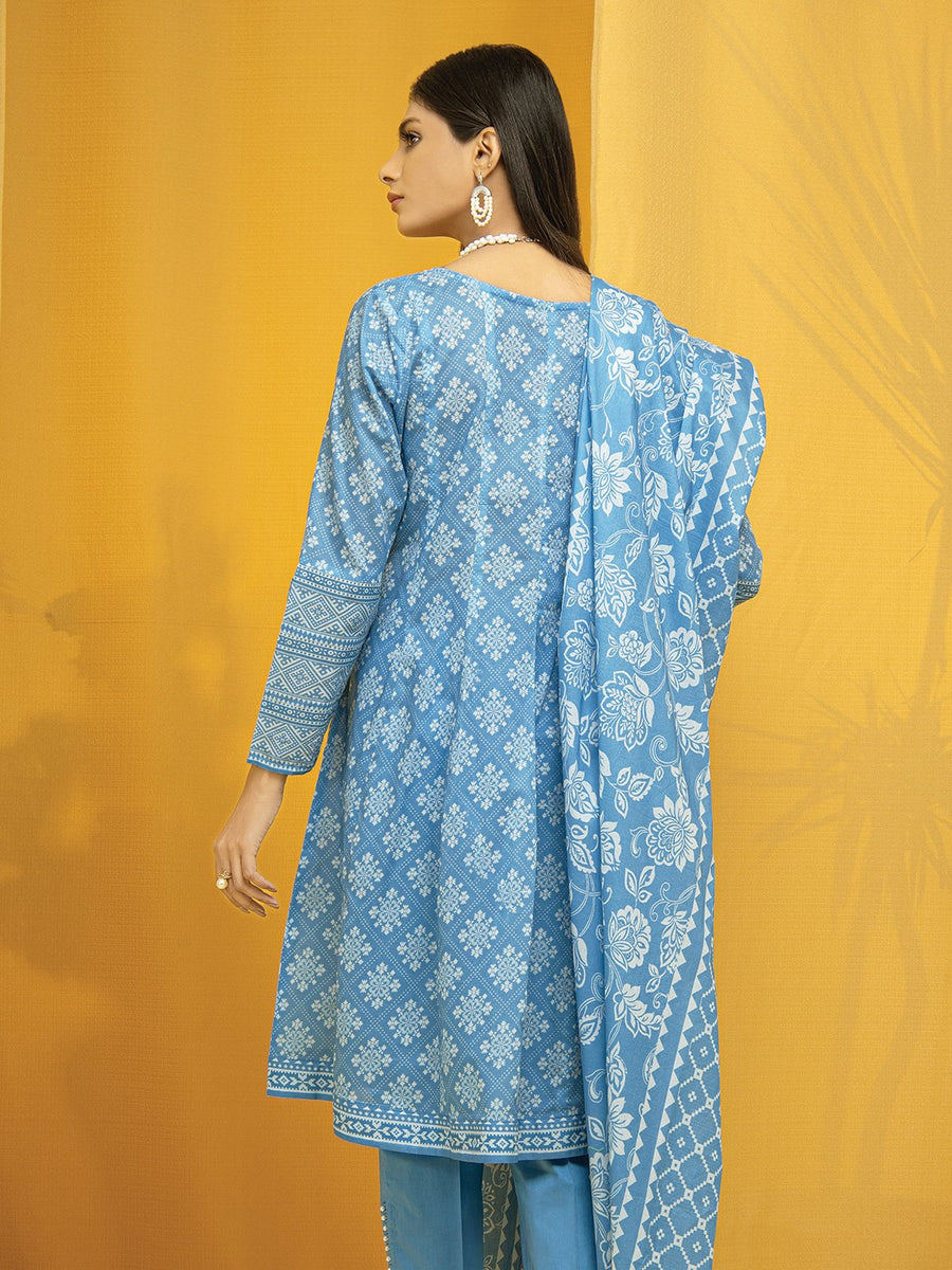 edenrobe Allure Lawn EWU22A1-23031 - Sky Blue - 3 Piece
