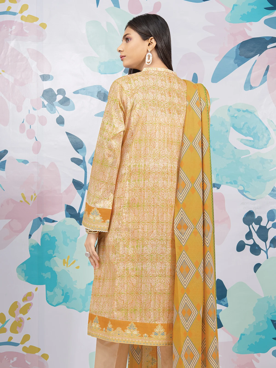 edenrobe Allure Lawn EWU22A1-23039 - Peach - 3 Piece