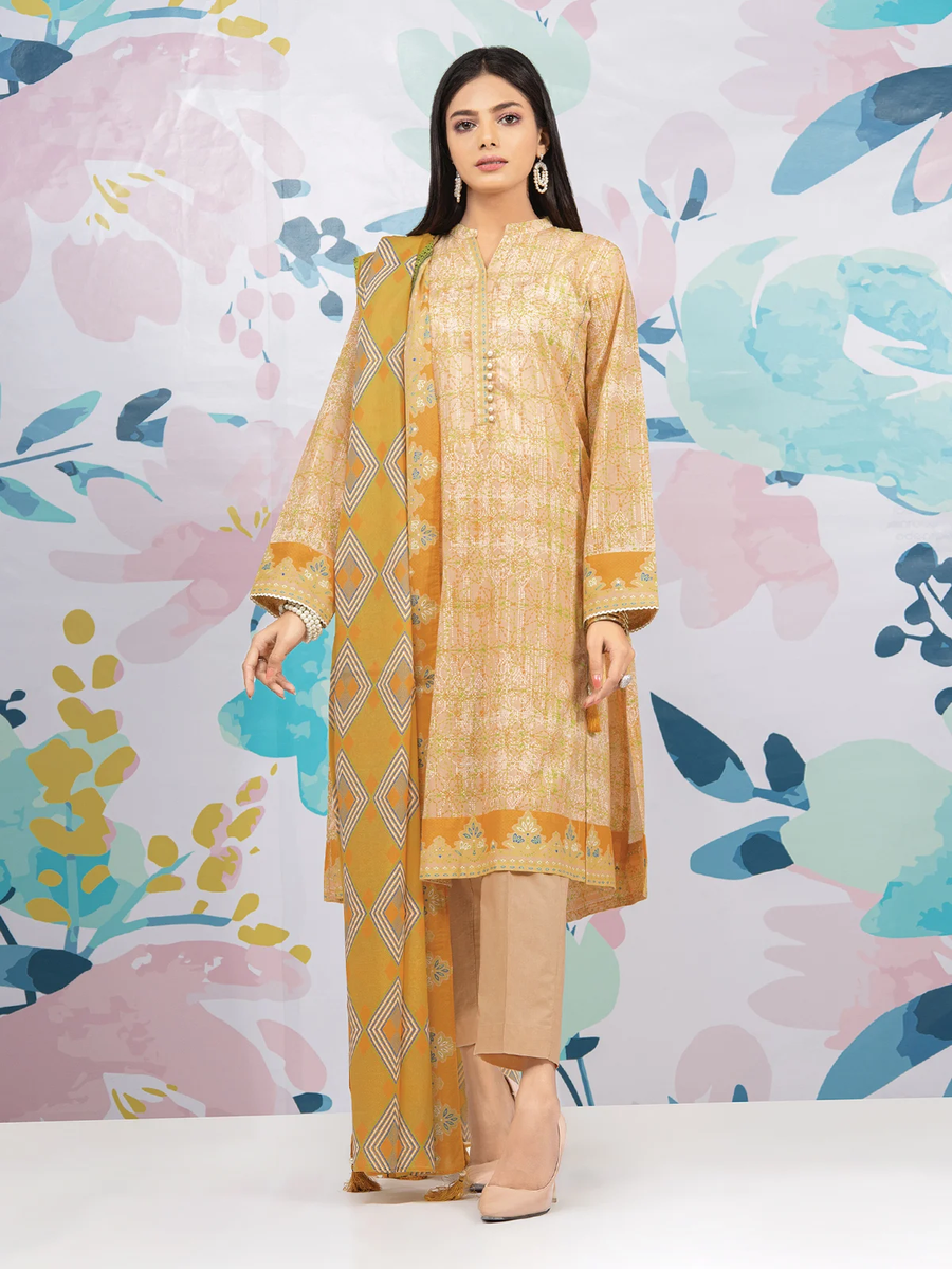 edenrobe Allure Lawn EWU22A1-23039 - Peach - 3 Piece