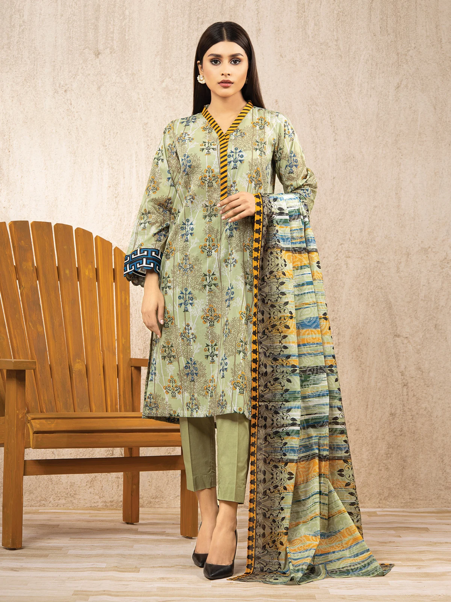 edenrobe Allure Lawn EWU22A1-23049 - Light Green - 3 Piece