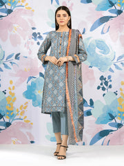 edenrobe Allure Lawn EWU22A1-23055 - Mid Blue - 3 Piece