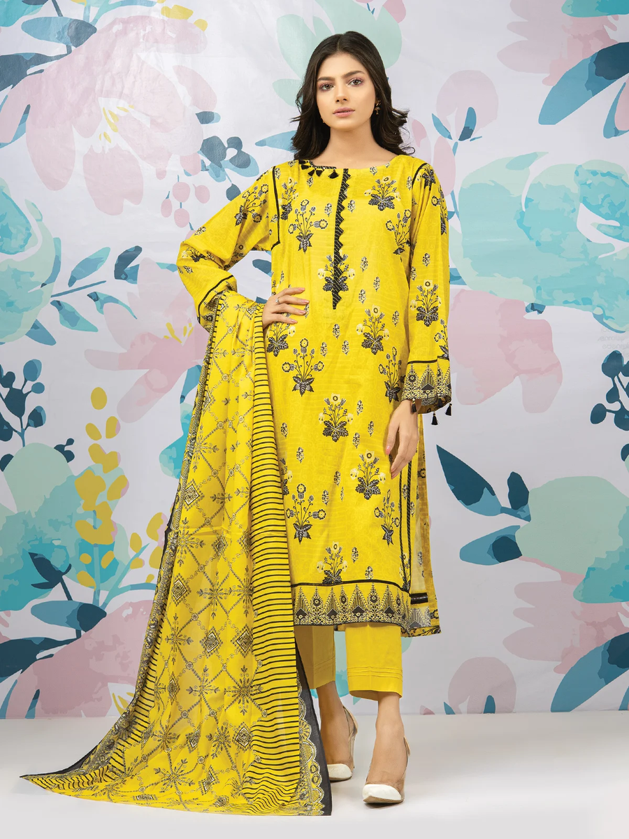 edenrobe Allure Lawn EWU22A1-23056 - Yellow - 3 Piece
