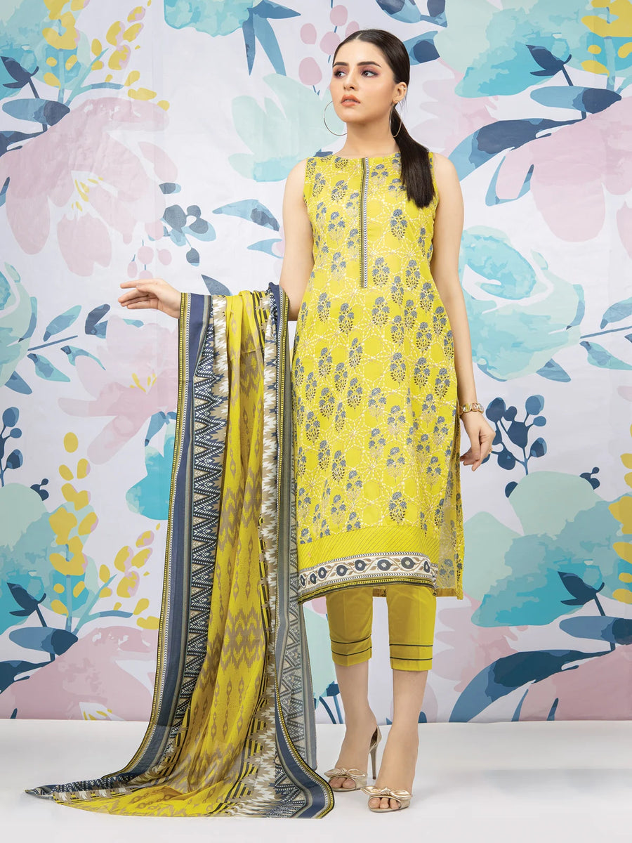 edenrobe Allure Lawn EWU22A1-23073 - Yellow - 3 Piece