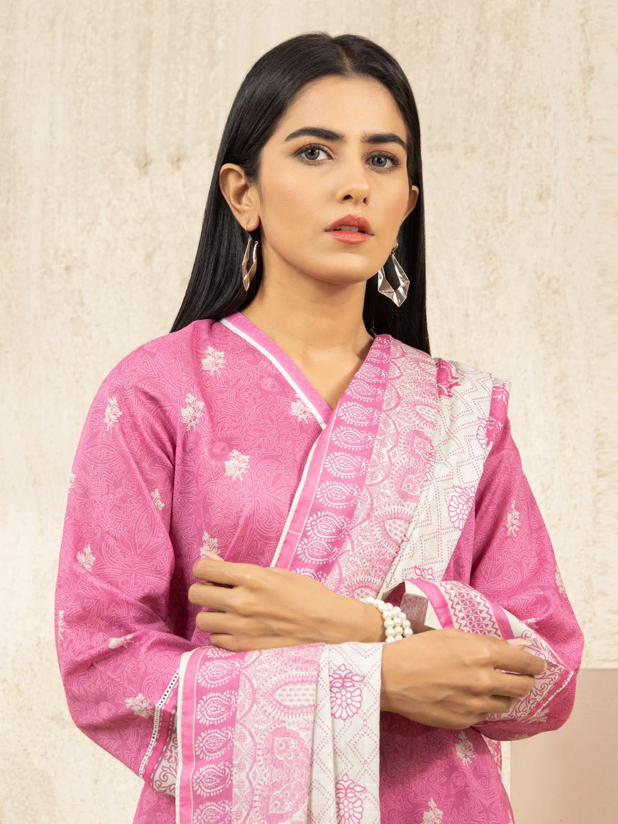 edenrobe Allure Lawn EWU22A1-23077 - Pink - 3 Piece