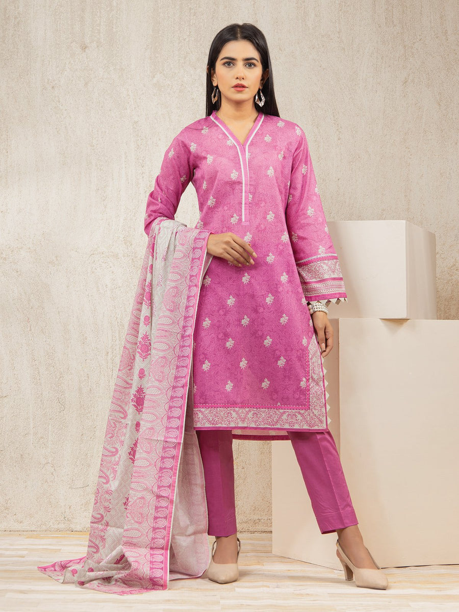 edenrobe Allure Lawn EWU22A1-23077 - Pink - 3 Piece