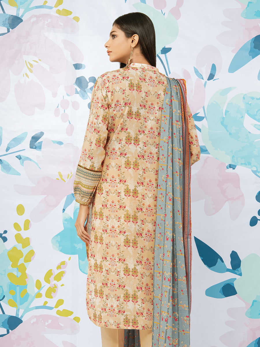 edenrobe Allure Lawn EWU22A1-23185 - Light Peach - 3 Piece