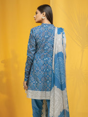 edenrobe Allure Lawn EWU22A1-23192 - Ocean Blue - 3 Piece