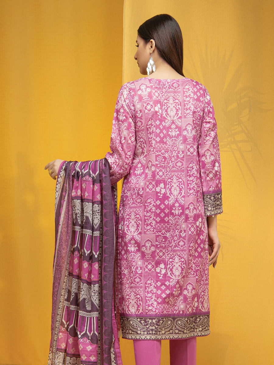 edenrobe Allure Lawn EWU22A1-23196 - Pink - 3 Piece