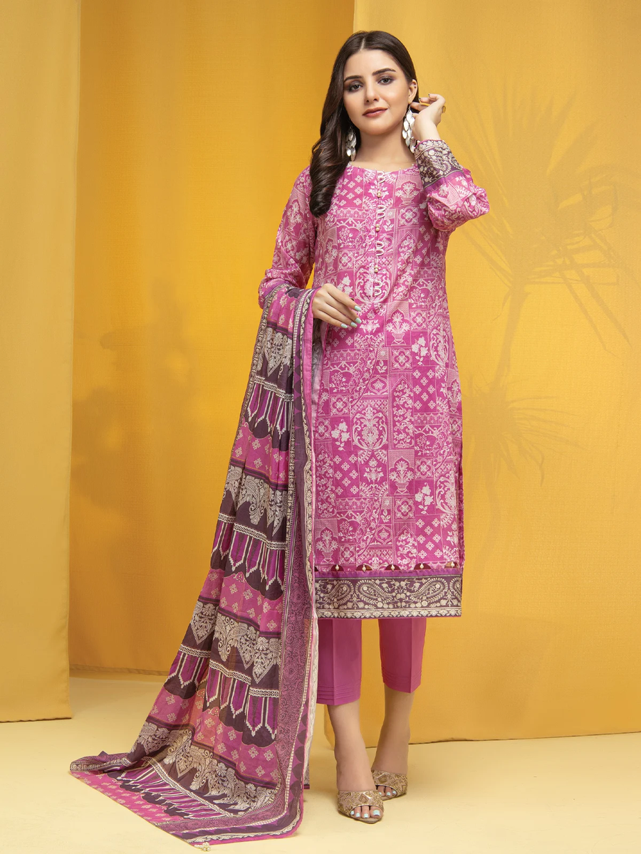 edenrobe Allure Lawn EWU22A1-23196 - Pink - 3 Piece