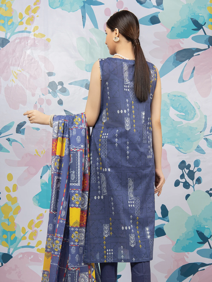 edenrobe Allure Lawn EWU22A1-23199 - Blue - 3 Piece