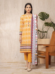 edenrobe Allure Light Orange Printed Lawn 3 Piece EWU22A1-23200