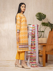 edenrobe Allure Light Orange Printed Lawn 3 Piece EWU22A1-23200