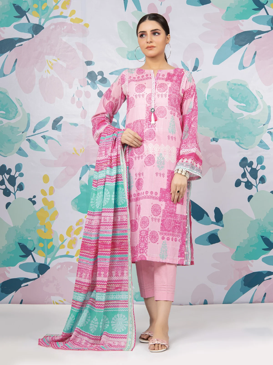 edenrobe Allure Lawn EWU22A1-23202 - Light Pink - 3 Piece