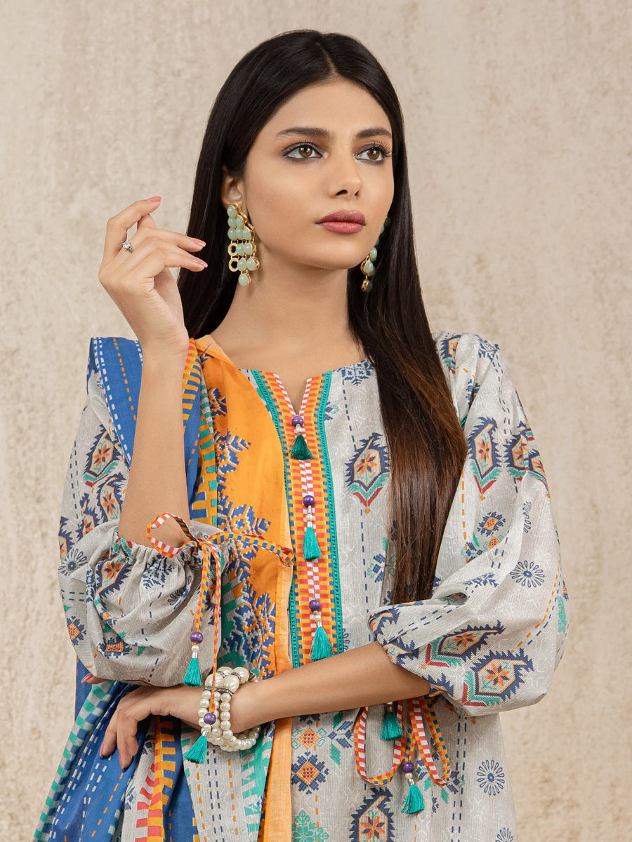edenrobe Allure Printed Lawn Unstitched 3pc Suit EWU22A1-23206