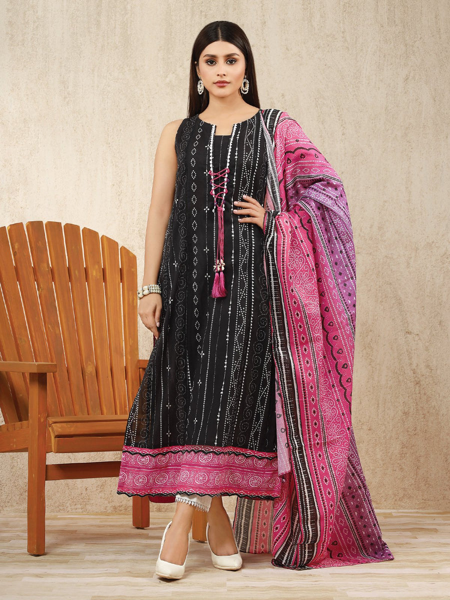 edenrobe Allure Lawn EWU22A1-23249 - Black - 2 Piece