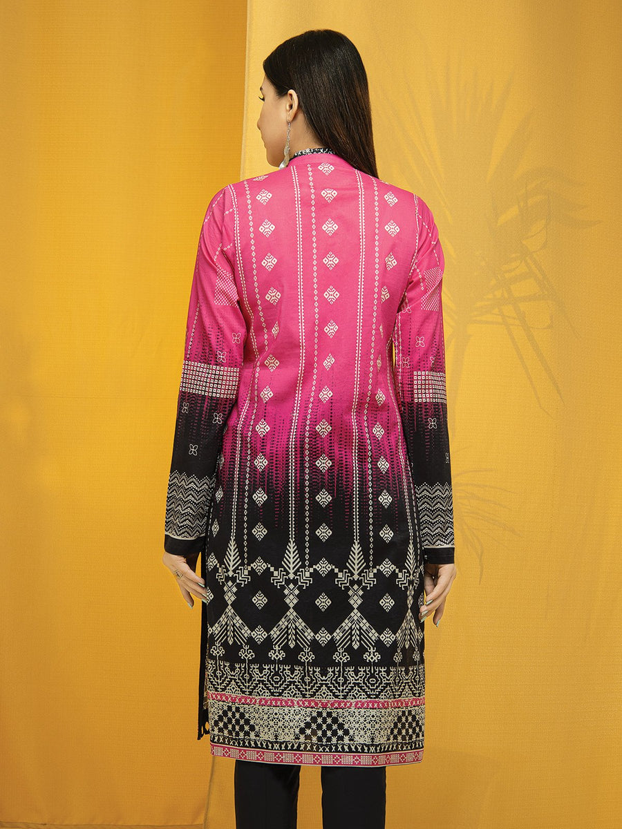 edenrobe Allure Lawn EWU22A1-23358 - Pink & Black - 1 Piece