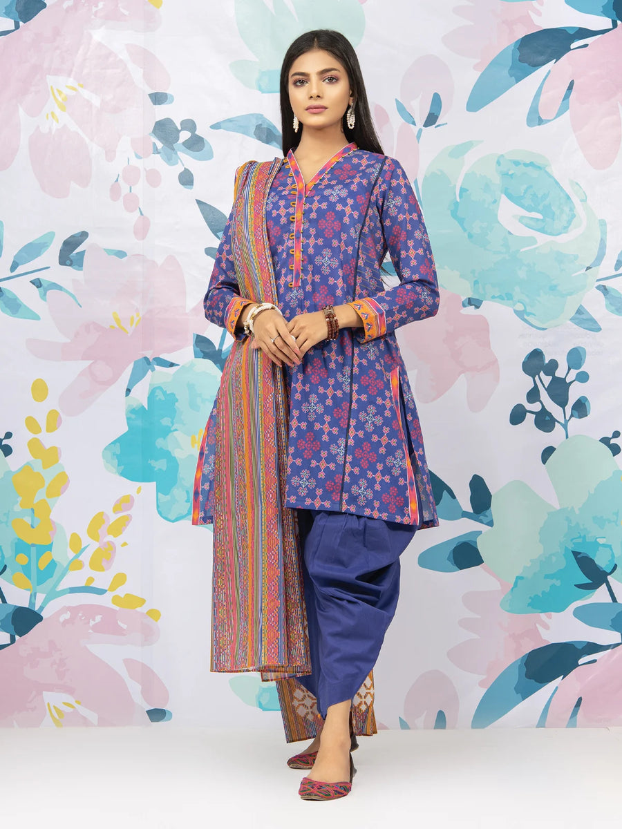 edenrobe Allure Lawn EWU22A1-23402 - Blue - 3 Piece