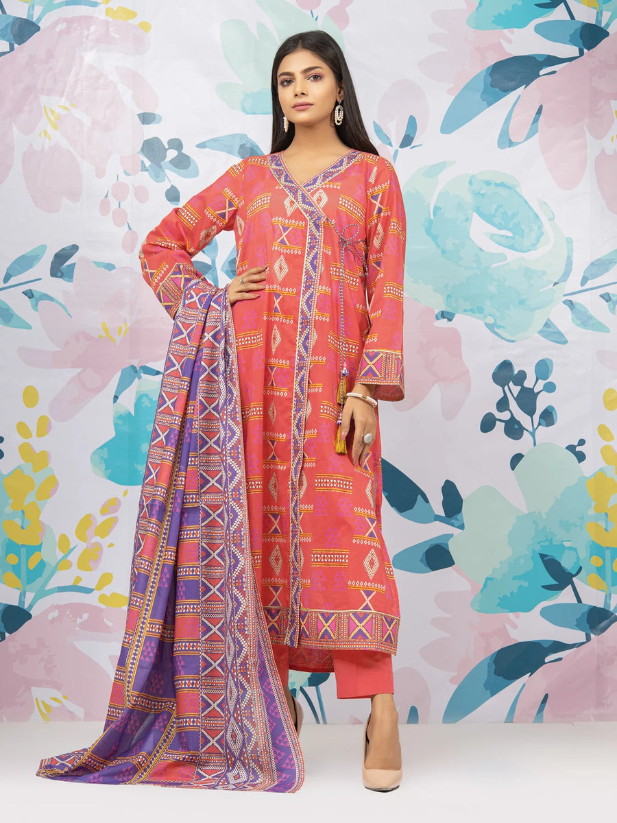 edenrobe Allure Lawn EWU22A1-23404 - Coral - 3 Piece