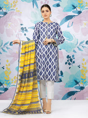 edenrobe Allure Lawn EWU22A1-23405 - Blue & White - 3 Piece