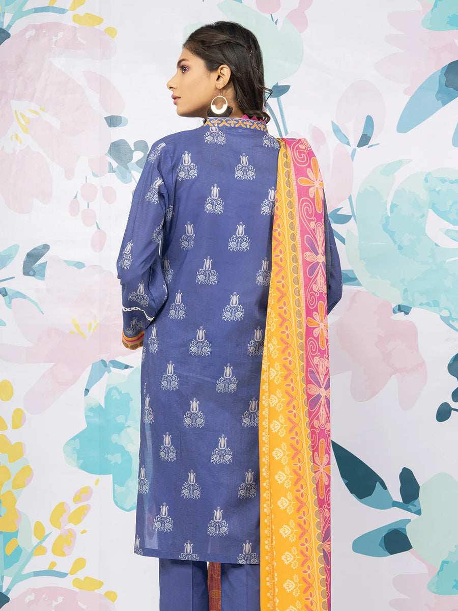 edenrobe Allure Printed Lawn Unstitched 3pc Suit EWU22A1-23419