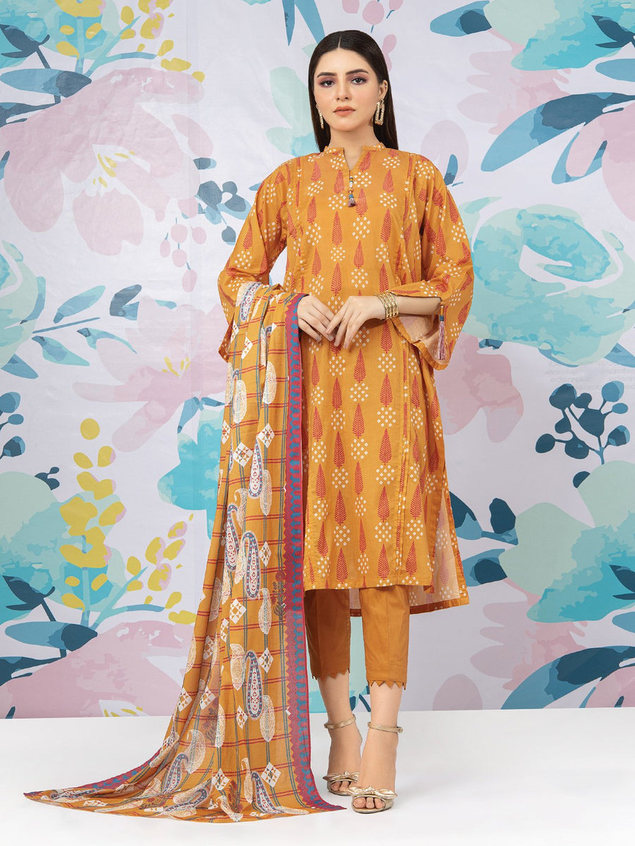 edenrobe Allure Lawn EWU22A1-23421 - Rust - 3 Piece