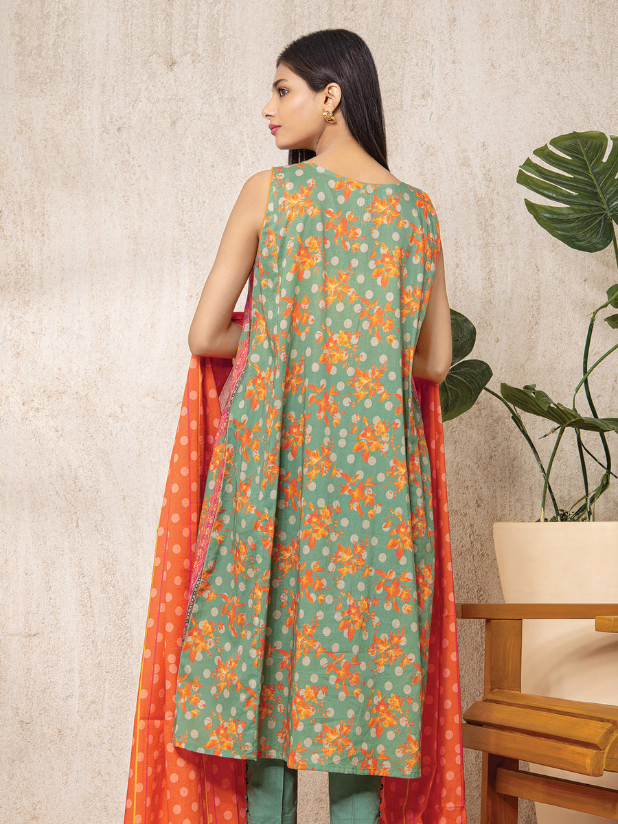 edenrobe Allure Lawn EWU22A1-23423 - Green - 3 Piece