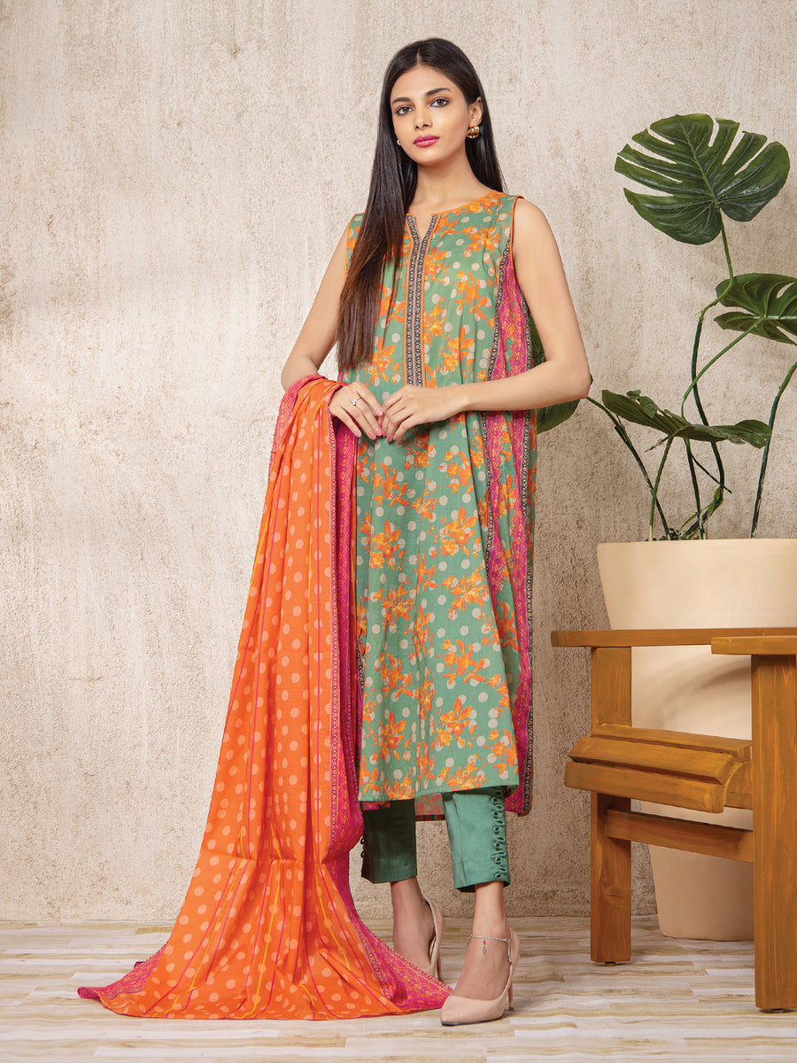 edenrobe Allure Lawn EWU22A1-23423 - Green - 3 Piece