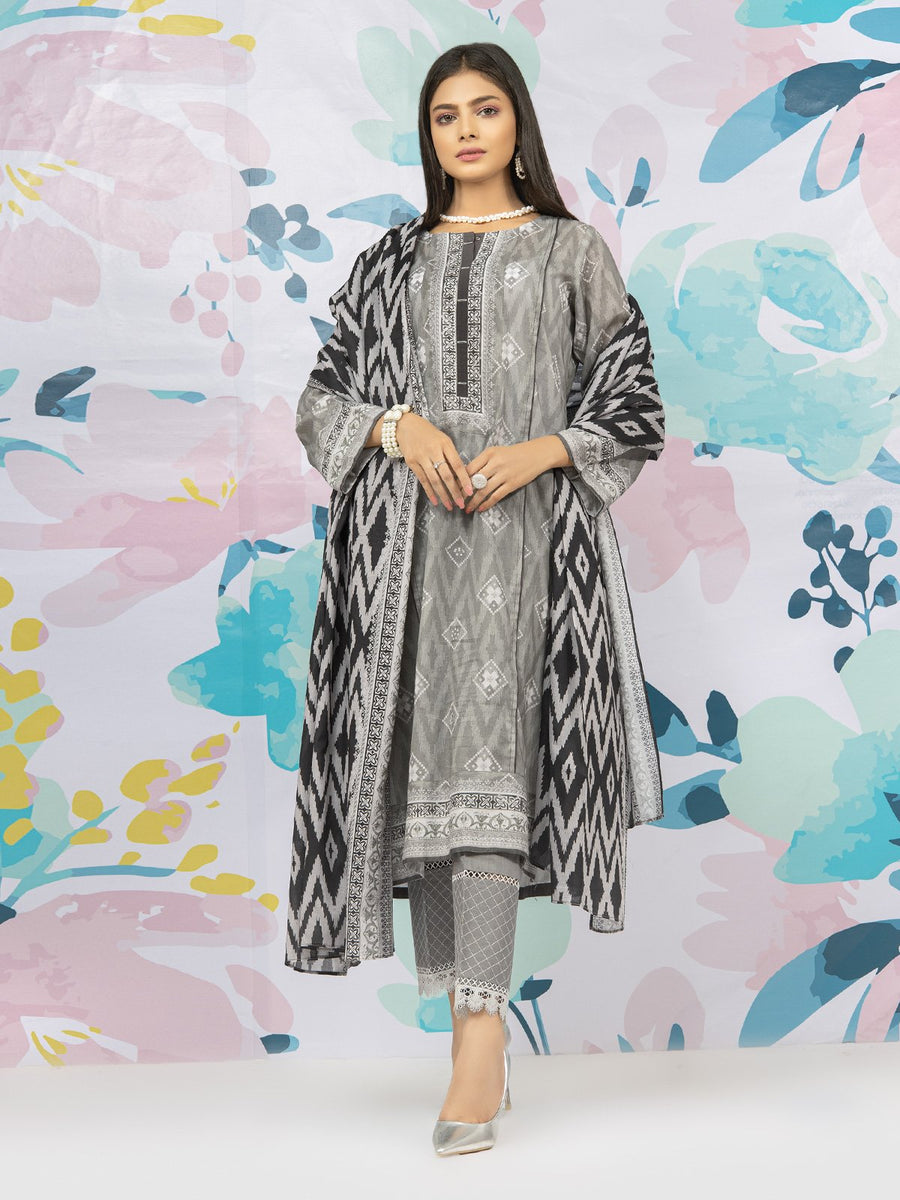 edenrobe Allure Lawn EWU22A1-23435 - Sage - 3 Piece