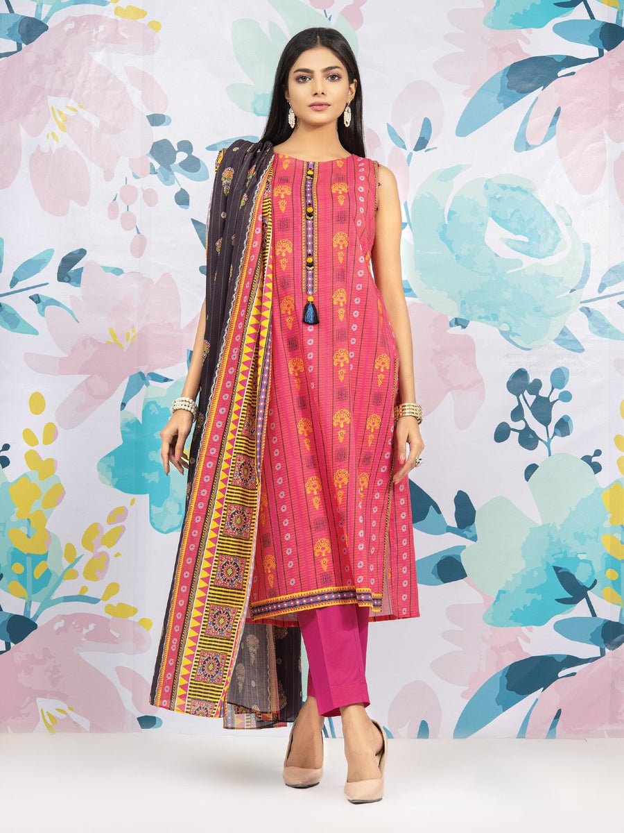 edenrobe Allure Lawn EWU22A1-23441 - Pink - 3 Piece
