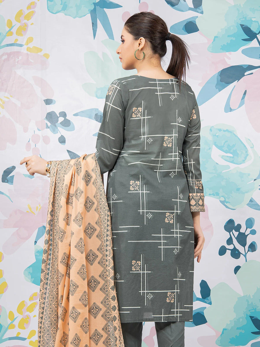 edenrobe Allure Lawn EWU22A1-23455 - Grey - 3 Piece