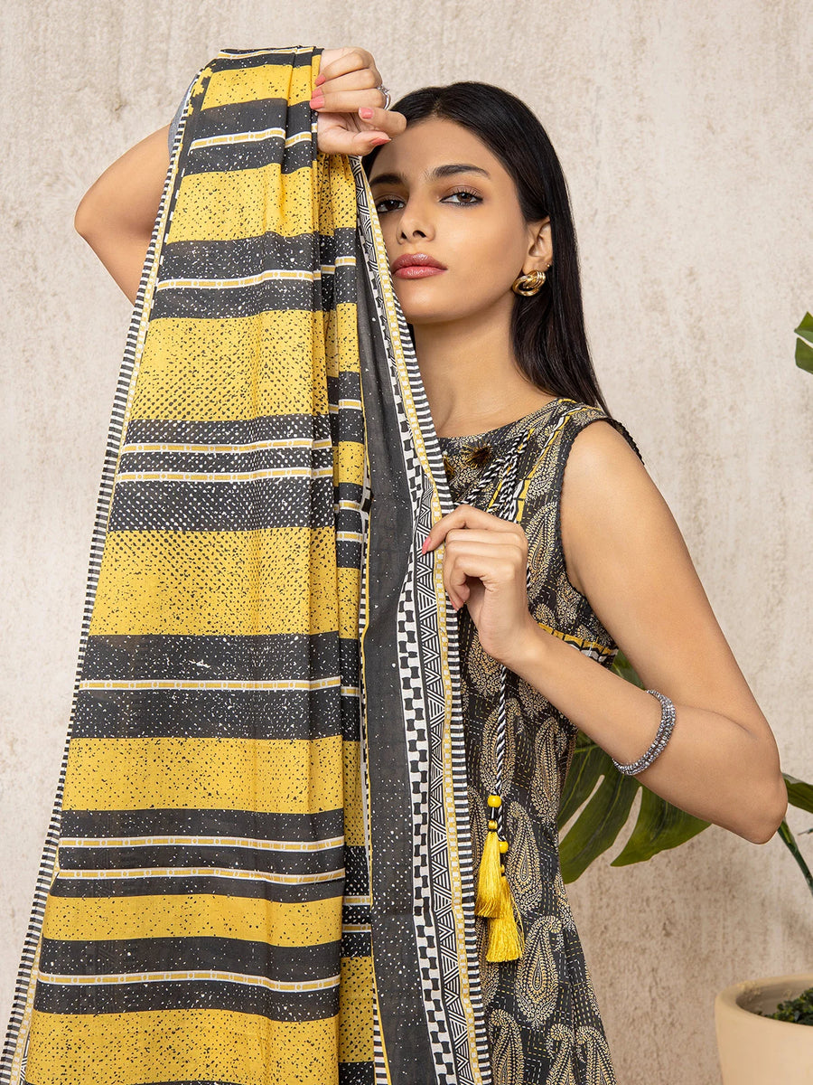 edenrobe Allure Lawn EWU22A1-23462 - Black - 3 Piece
