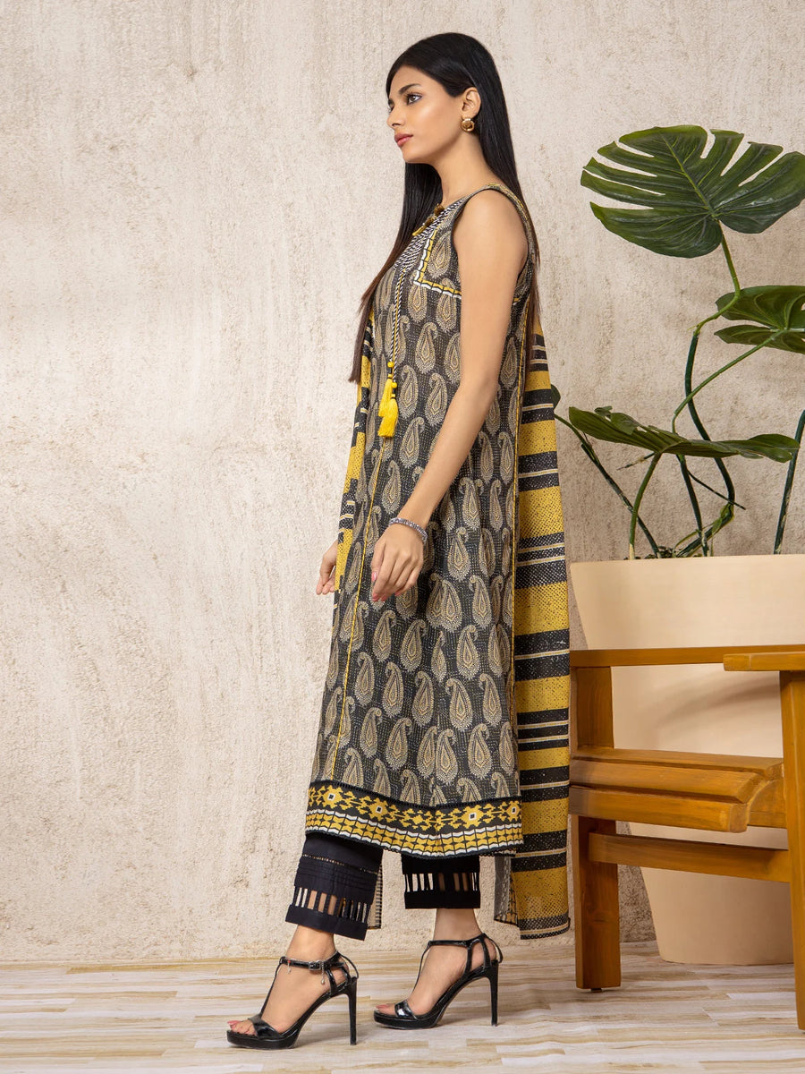 edenrobe Allure Lawn EWU22A1-23462 - Black - 3 Piece
