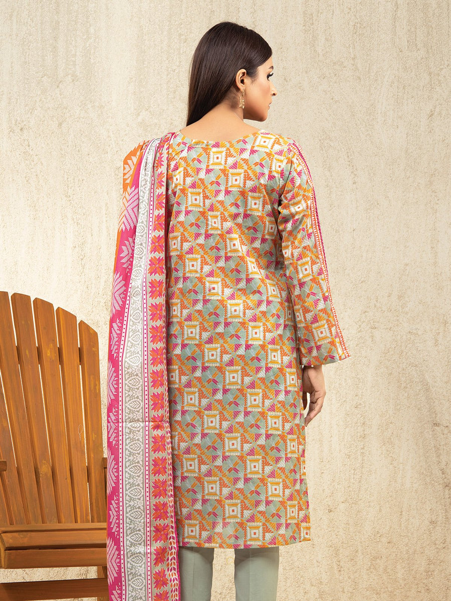 edenrobe Allure Printed Lawn Unstitched 3pc Suit EWU22A1-23464