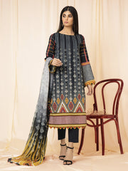 edenrobe Allure Lawn EWU22A2-23495 - Charcoal - 3 Piece