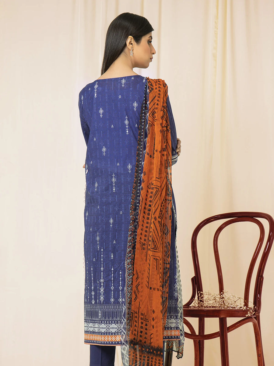 edenrobe Allure Lawn EWU22A2-23499 - Blue - 3 Piece
